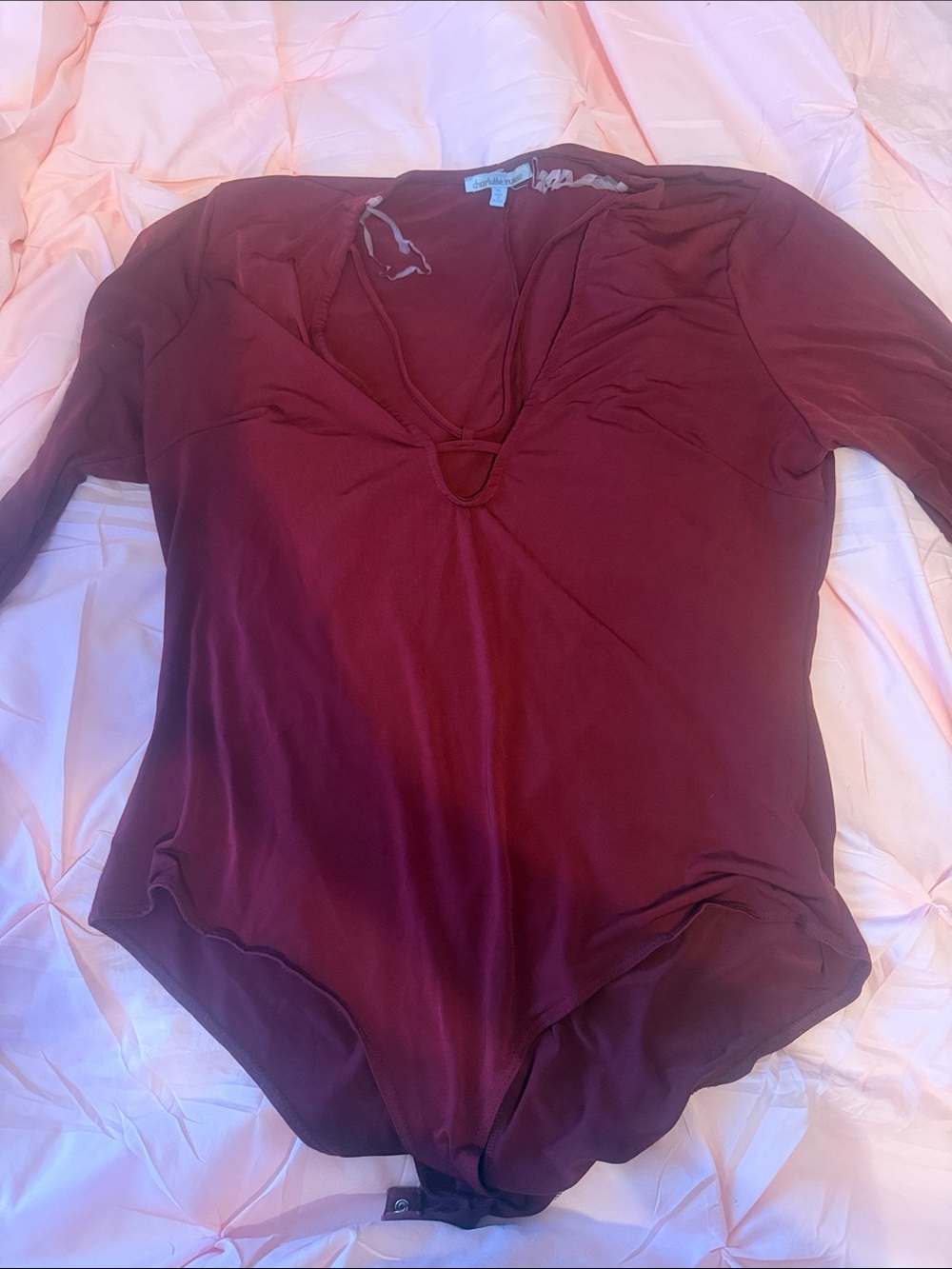 Women's Maroon Long-Sleeve Bodysuit - Charlotte Russe